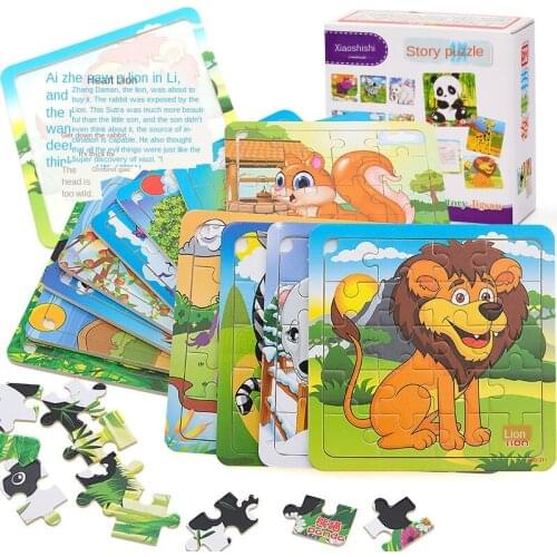 Color Boxed Variety of Cartoon Series Wooden Puzzle Baby Benefit Intelligence Three-dimensional Wooden Toy DIY Gift P132