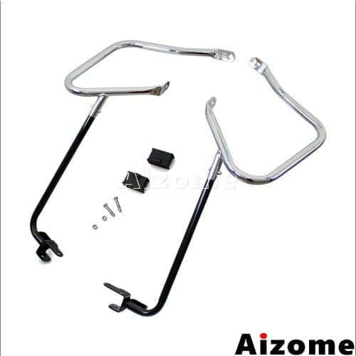 Motorcycle Saddlebag Bracket Guard Holder Bars For Harley Road King Electra Ultra Limited Street Road Glide 2014-2016 2017