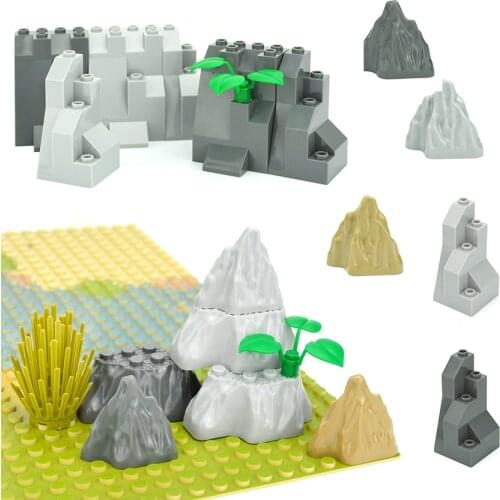 Compatible Assembles Particles MOC Rock Panel Rockery Mountain DIY City Street View Building Blocks Hill Stone Bricks Toys