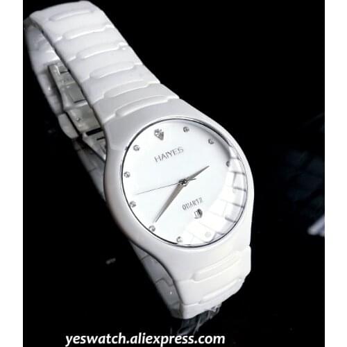 HAIYES Black Ceramic Men Watches Top Brand Luxury Simple Crystal Quartz Watches Men Relogio masculino