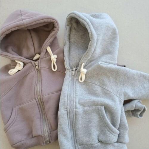 2021 Korean Baby Clothes Hoodies Girls Boys Cotton Fleece Sweatshirt Kids Boys Hooded Jacket Oversized Hoodie Wholesale Clothes