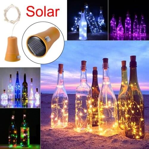 Hot 1PCS Solar 2M LED Cork Shaped 20 LED Night Fairy String Light Kork Solarbetrieben Licht Wine Bottle Lamp Party Celebration G