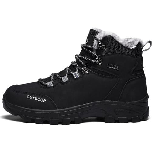 Winter Men Shoes Fashion Ankle Snow Boots Outdoor High-top Plus Velvet Warm Plus Size Sneakers Black Brown Footwear Botas