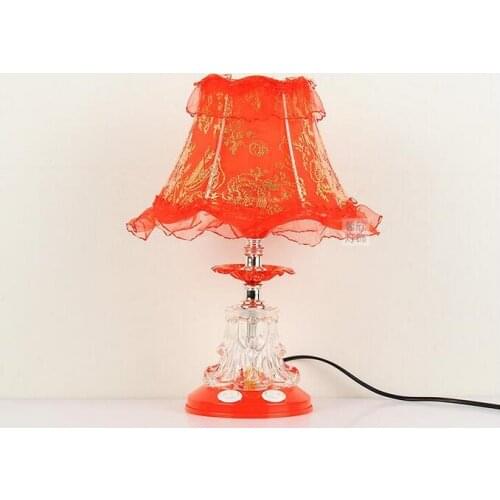European style cloth table lamps garden bedroom modern wedding room red wedding decoration lighting desk lamp ZA ZL511