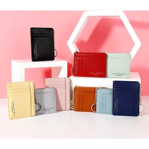 New Women Wallets Zipper PU Leather Coin Purse Mini Key Chain Small Wallet Multi-card Bit Card Holder Card Holder