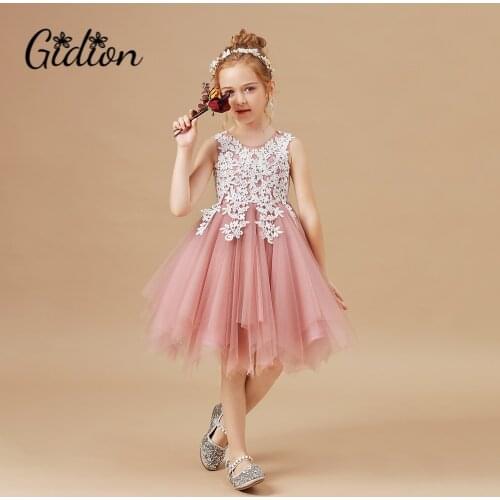 Girls Dress Sleeveless Baby Kids Clothes Children Kids Clothing Appliques Girl Wedding Evening Gowns Party Dresses