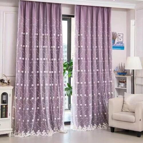 Luxury Embroidered Tulle Blackout Curtain for Girl"s Living Room Bedroom Princess Style Floral Printed Drapes Window Decoration