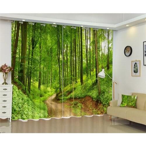 Customized Forest Luxury 3D Blackout Curtains for Living Room Bed Room House Window Curtains Tapestry Rideaux Cortinas para sala