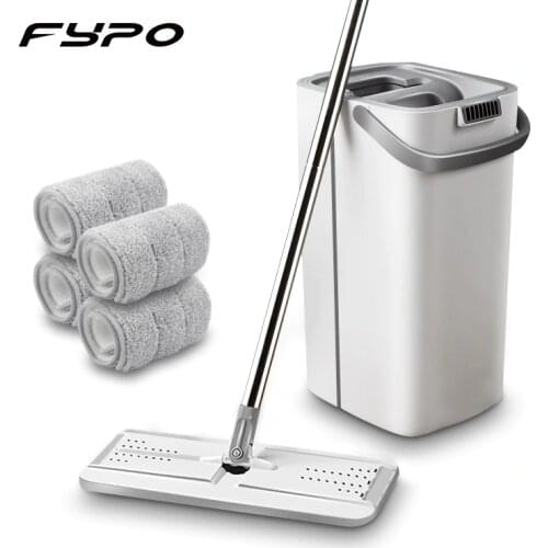 Upgrade Cleaning Mops Free Hand Mop with Bucket Drop Shipping Floors Squeeze Flat Mop with Water Home Kitchen Floor Cleaner