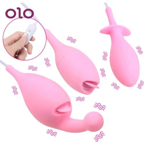 OLO G-Spot Massager Nipple Clitoris Stimulator Vibrating Egg Tongue Licking Vibrator Anal Plug Female Masturbation Oral Sex