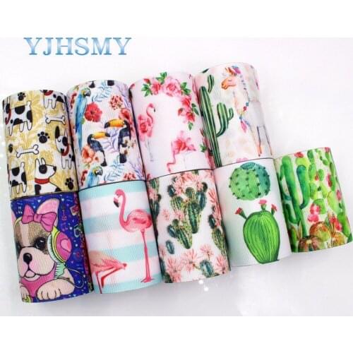 YJHSMY I-18428-16,10 yards, 75 mm Cartoon Printed grosgrain ribbons,DIY handmade Hair accessories Material wedding gift wrap