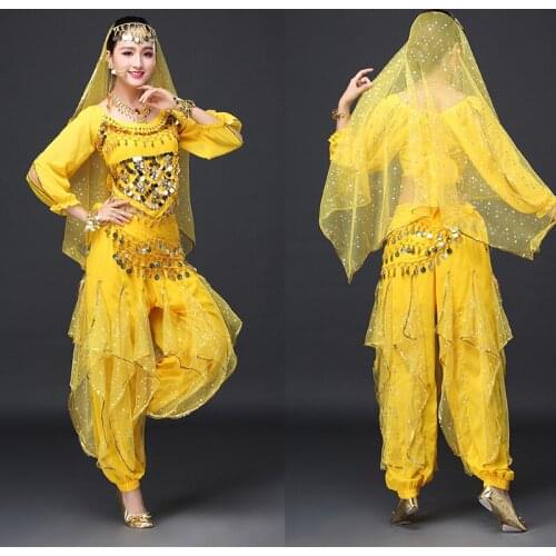 Sexy India Bollywood Dancing Costume for Women Professional Stage Training Practising Outfits Top+Pants free shipping