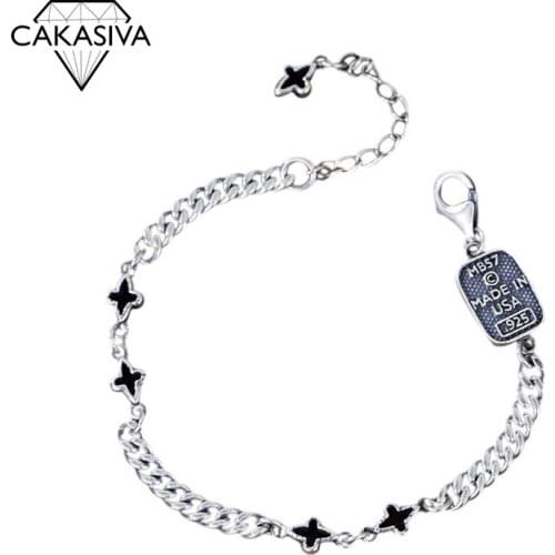 Vintage Style Silver Bracelet Female S925 Sterling Silver Hand Chain Cool Thai Silver Simple Student Gift Trendy Fine Jewelri