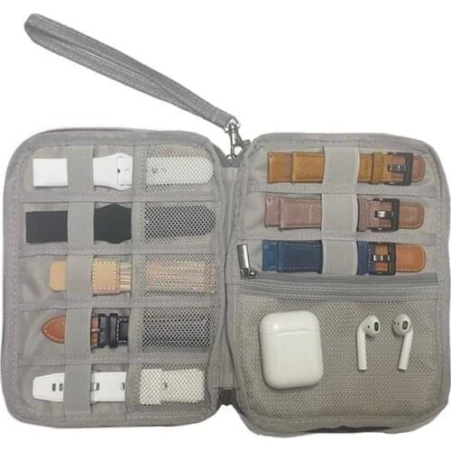 1PC Multifunction Portable Watch Strap Organizer Watch Band Box Storage Bag Watchband Holder Watch Travel Case Gray Black Colors
