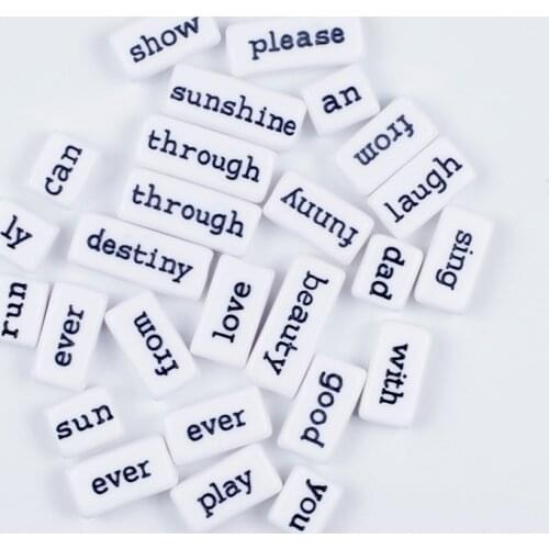 10Pcs/Lot Random Mix White + Black Acrylic Letter Beads Rectangle Spacer Beads for DIY Handmade Necklace Bracelet Accesories