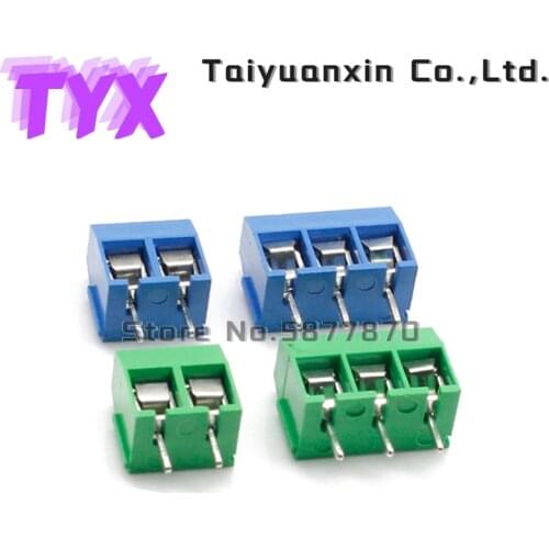 10PCS/lot KF300 KF301-2Pin 3Pin Screw 5.0MM KF301-5.0-2P KF301-5.0-3P Straight Pin PCB Terminal Block Connector Green Blue
