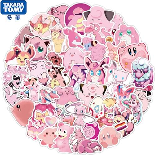 10/30/50PCS Pokemon Girl Pink Vsco Stickers TAKARA TOMY Waterproof Skateboard Guitar Laptop Luggage Funny Sticker Kids Toys Gift