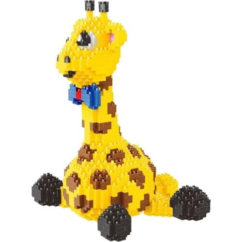 1250PCS+ Mini Bricks Cute Giraffa Camelopardalis Micro ABS Animal Building Blocks Toys For Children Friend Gift 16083