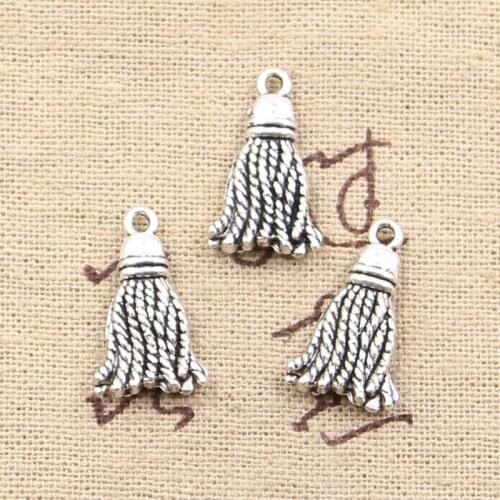 15pcs Charms Tassels Fringing 20x12mm Antique Bronze Silver Color Pendants Making DIY Handmade Tibetan Bronze Jewelry