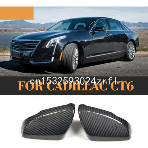 2pcs Carbon Fiber Side Door Wing Mirror Replacment Cap Cover Fit For Cadillac CT6 2016-17
