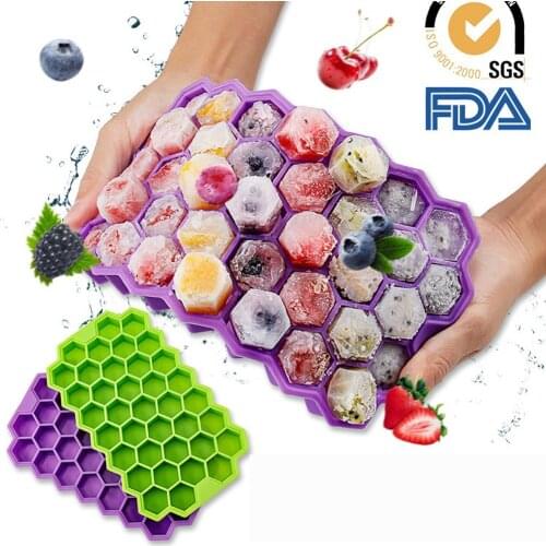 2Pack Silicone Ice Cube Molds with Lid Flexible Ice Trays BPA Free For Whiskey,Cocktail, Stackable Flexible Safe Ice Cube Molds