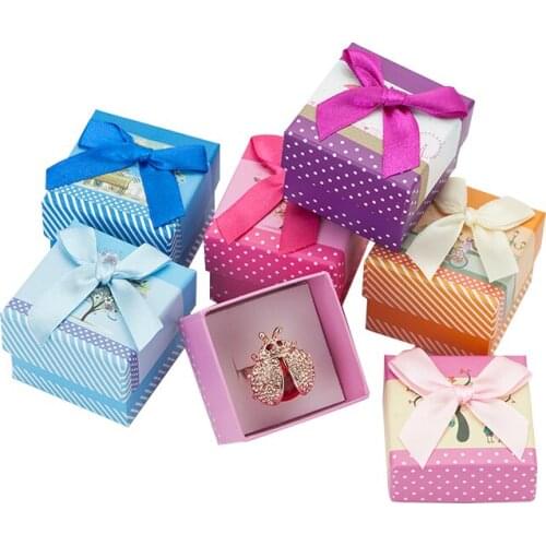24pcs/lot Ring Box 5*5*3.5cm Jewelry Box Multi Colors Stud Earring Packaging Paper Gift Box For Jewelry Packaging Free Shipping