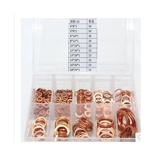 245pcs in one box m4-m18 in Box Hardware Red Copper Washer Assortment/Kit/Set red copper washer/ brass washer