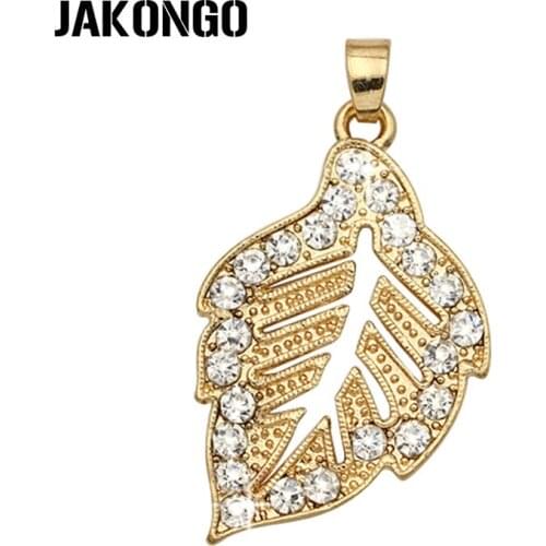 4PCS Golden Plated Leaf Crystal Charms Pendants for Jewelry Making DIY Handmade Necklace Accessories 45*25mm