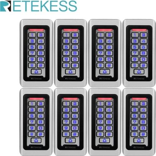 8pcs RETEKESS Keypad RFID Access Control System Proximity Card Standalone 2000 Users Door Access Control Waterproof Case F9501D