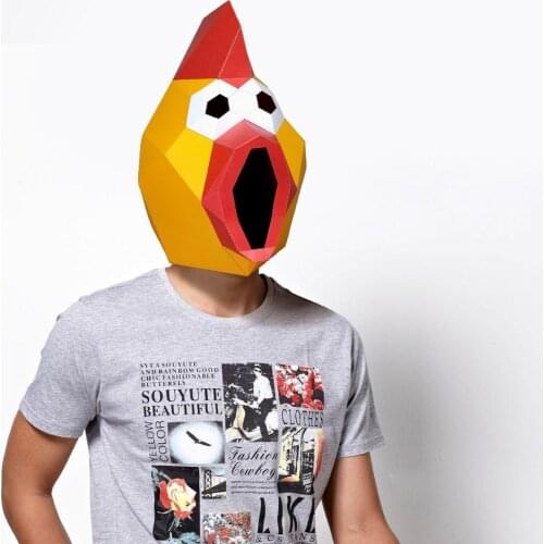 Paper Mask 3d Shrilling Chicken Costume Cosplay DIY Paper Craft Model Mask Christmas Halloween Prom Party Gift