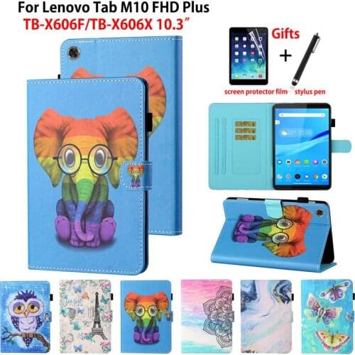 For Lenovo Tab M10 FHD Plus Case Cover 10.3 TB-X606F TB-X606X Funda Auto Wake Kids Fashion Cartoon Stand Skin Shell Coque +Gift