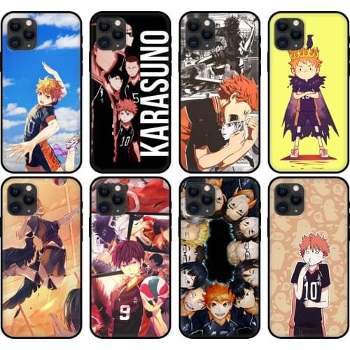 Black tpu case for iphone 5 5s se 2020 6 6s 7 8 plus x 10 XR XS 11 12 mini pro MAX back cover Haikyuu Hinata Anime Volleyball