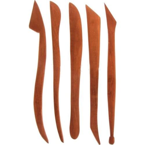 5 pieces of Red Clay Sculpture Wooden Knife Pottery Ceramic Molding Tool Clay Sculpture Shaping Wooden Knife Practical