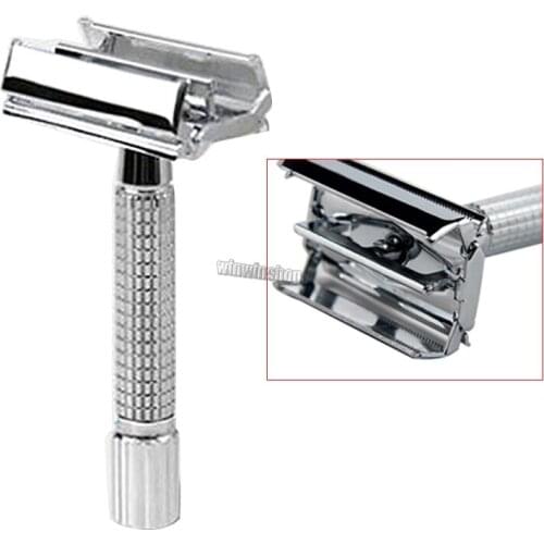Double-sided razor mens safety razor chrome alloy unscrew double-sided turret manual butterfly open shaver