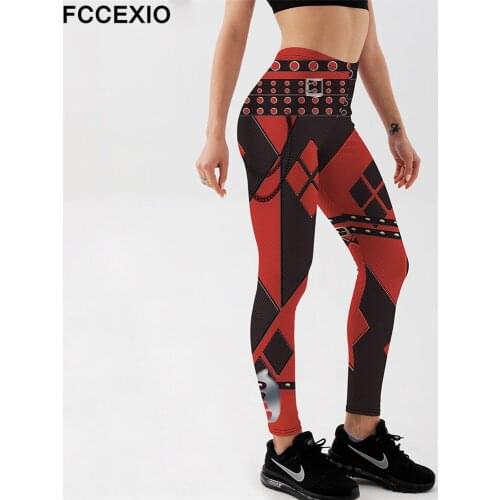 FCCEXIO New High Quality Women Geometric Shapes Fitness Leggings 3D Print Pants Workout Trousers Stretch Pants Seamless Leggins