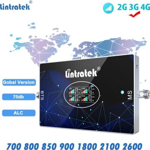 Global System AGC Signal Booster 4 Band 2G 3G 4G GSM WCDMA 2100 LTE CDMA 850 band5 B20 800mhz 2600 Cellular Repeater Amplifier