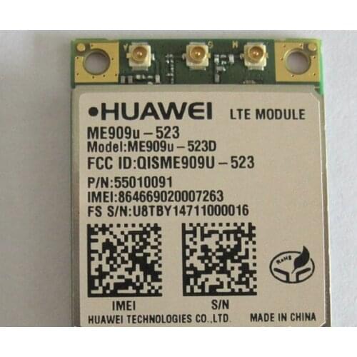 Huawei ME909u-523 Mini PCIe: LTE-FDD B2/B4/B5/B17 DC-HSPA+ UMTS tri-band 850/1900/AWS/MHz Module
