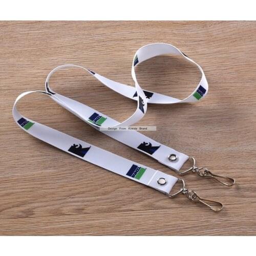 Custom Double Hook Lanyards Exhibition Meeting Logo Text Sublimation Print identity White Lanyards Twisted HOOK