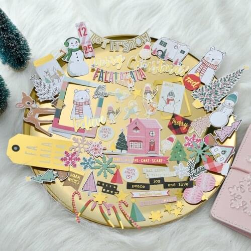 KLJUYP 65pcs Merry Chritsmas Colorful Cardstock Die Cuts for Scrapbooking Happy Planner/Card Making/Journaling Project DIY