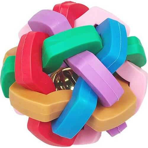 Pet Colorful Bell TPR Material Square Woven Soundproof Teething Waterproof Ball Dog Toy Built-in Bell Anti-corrosive Toy