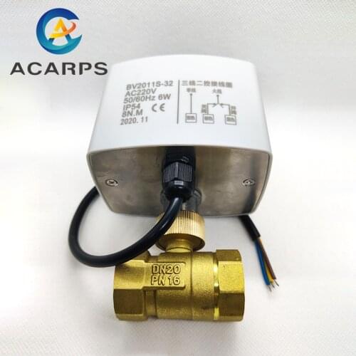 3/4" Brass Electric Ball Valve Three-Wire Two-Control Two-Way For Air-Conditioning Floor Heating And Water Heating Control 220V