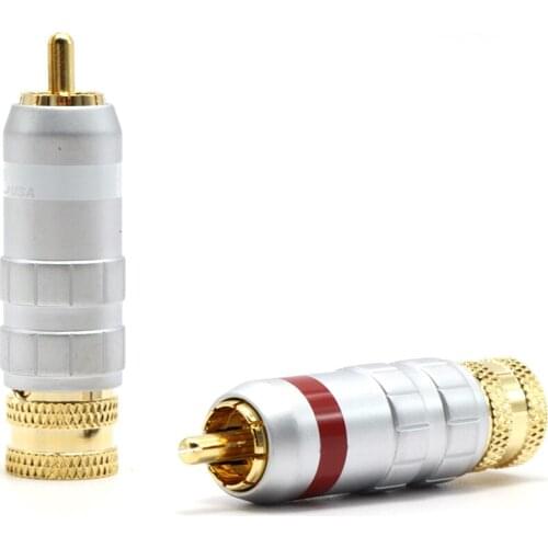 4pcs Silverlink brass plug,Gold plated Solder RCA Male plug,hifi audio interconnect connector plug