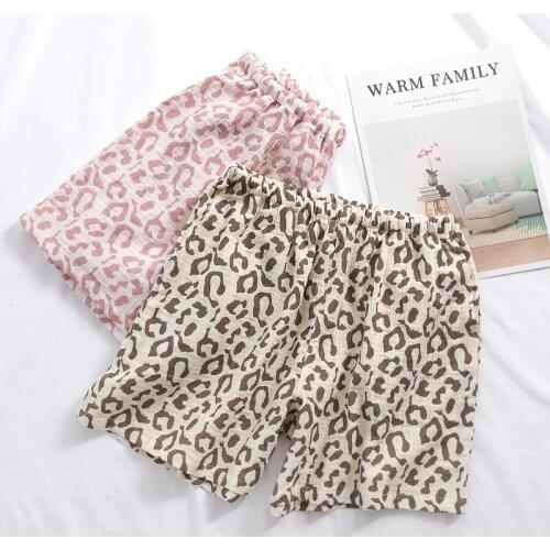Summer Casual Loose Leopard Print Plus Size Couple Shorts Ladies Three-quarter Pants Thin Style Simple Cotton Soft Home Pants