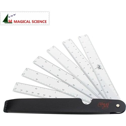 2pc Foldable Fan Shape Architects Scale Ruler with 6 Blades for Engineering Architects Multifunctional multiscale 6 sizes rulers