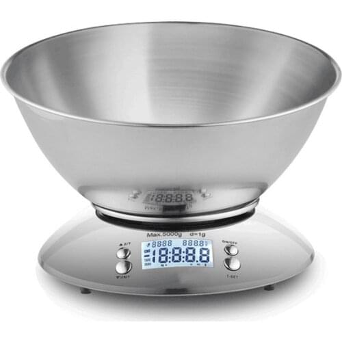 Mini Digital Electronic Kitchen Scales With Alarm Timer Temperature, Household Weighing Device Measuring Tool Supplies, 5Kg/1g