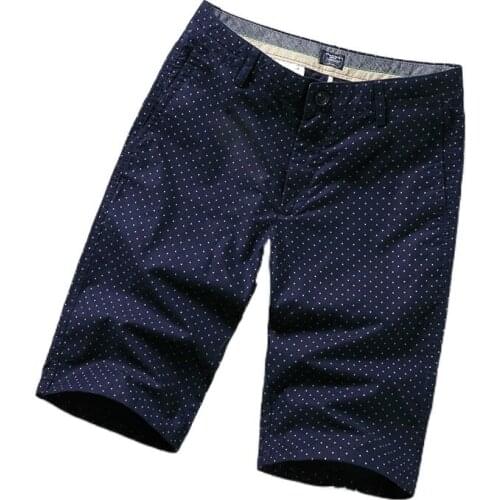 White Polka Dot Print Blue Shorts for Men Plus Size 29-40 Summer Straight Shorts for Men Black Khaki Grey