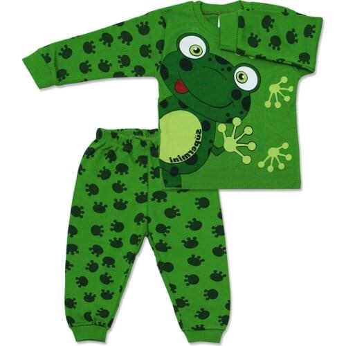 Jaju Baby Green Frog Print Set, Cute Boys Outfit