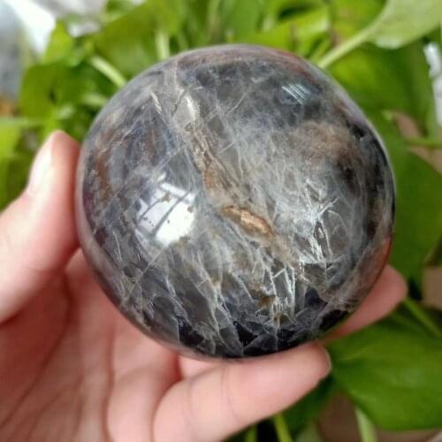 MOKAGY Natural Mineral Gray Moonstone Sphere Healing Crystal Ball for Deco 60mm - 70mm 1pc
