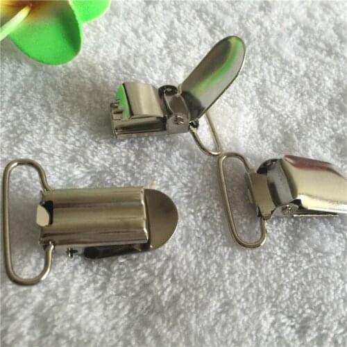 New 15mm 10 pcs/lot Silver Metal Suspender Pacifier Clips Holder Eco-friendly Tone For Baby Clips Ribbon
