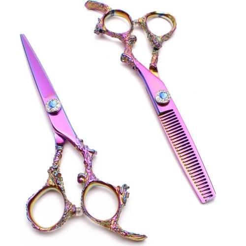 Barber Scissors C9005 6" JP Stainless Customized Logo Hair Cutting Shears Thinning Scissors Dragon Handle Hairdressing Scissors